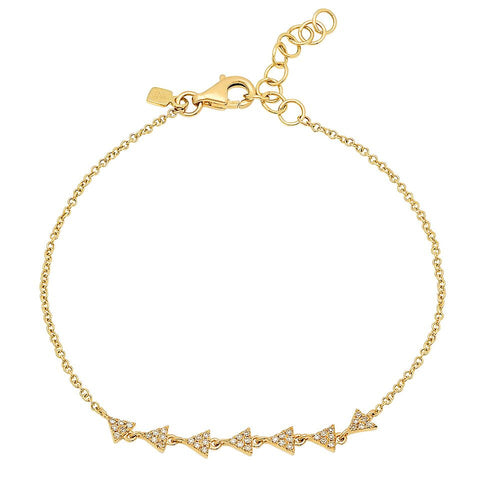 delicate dainty mini triangle train diamond bracelet 14K yellow gold sachi jewelry