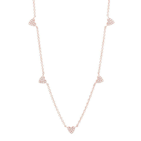 station heart diamond necklace 14K rose gold sachi jewelry