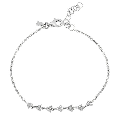 delicate dainty mini triangle train diamond bracelet 14K white gold sachi jewelry