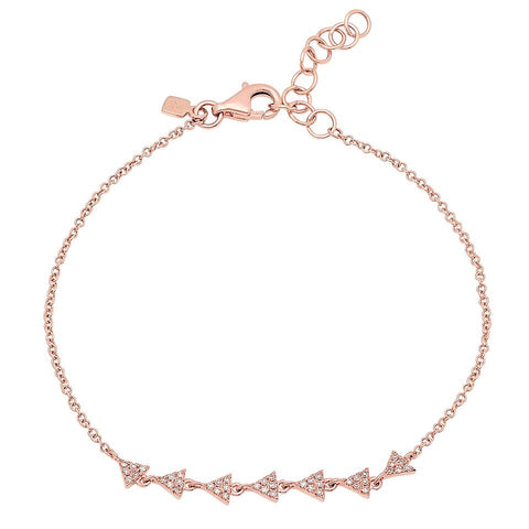 delicate dainty mini triangle train diamond bracelet 14K rose gold sachi jewelry