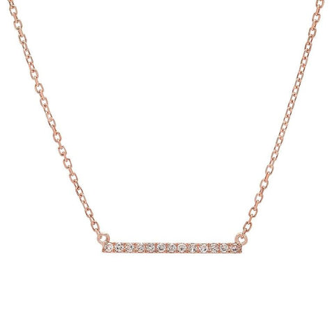 delicate dainty classic mini micro diamond bar necklace 14K rose gold sachi jewelry