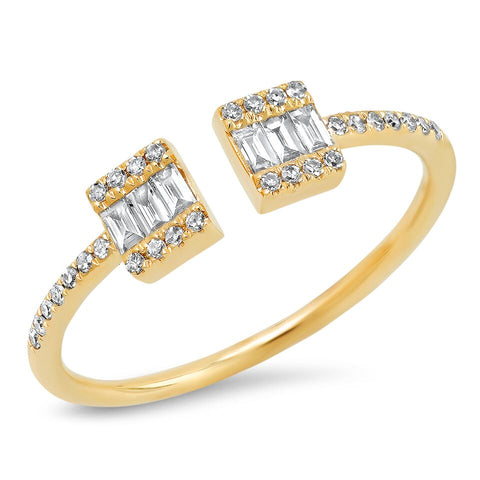 14K gold diamond baguette cuff ring sachi jewelry edgy