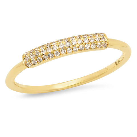dainty pave diamond segment band ring 14K yellow gold sachi jewelry