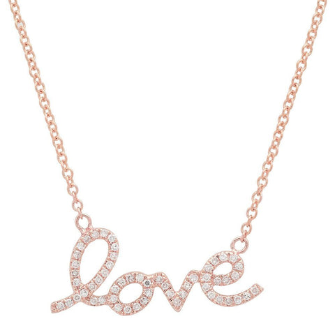 script love diamond necklace 14K rose gold sachi jewelry
