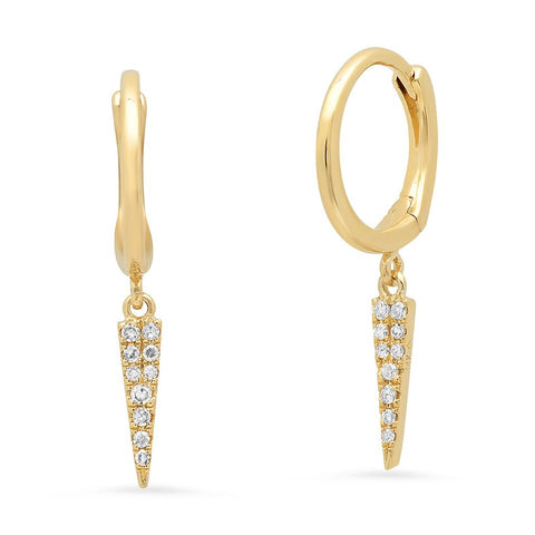 dagger diamond dangle hip earrings huggies 14K gold sachi fine jewelry