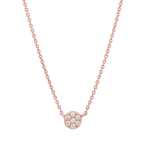 delicate dainty floating round diamond necklace 14K rose gold sachi jewelry