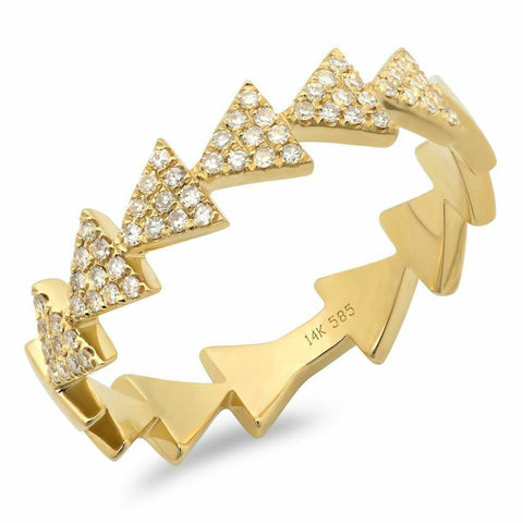 triangle train diamond ring 14K yellow gold sachi jewelry