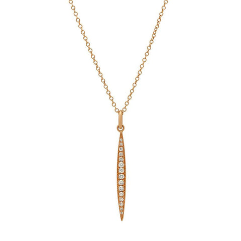 diamond spear pendant necklace 14k gold delicate dainty sachi jewelry 