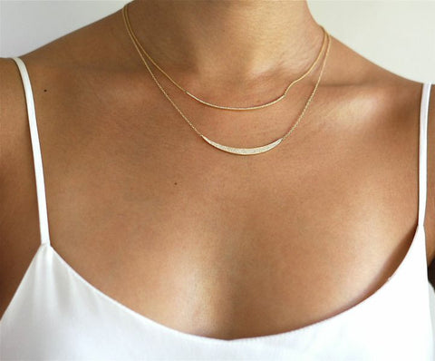 delicate dainty micro curve diamond necklace 14K gold sachi jewelry